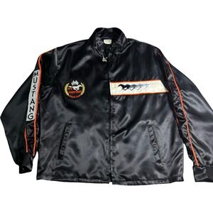 Horizon Mustang Indy 500 Pace Car Jacket Mens XL Black Vintage 1979‎ Satin Zip
